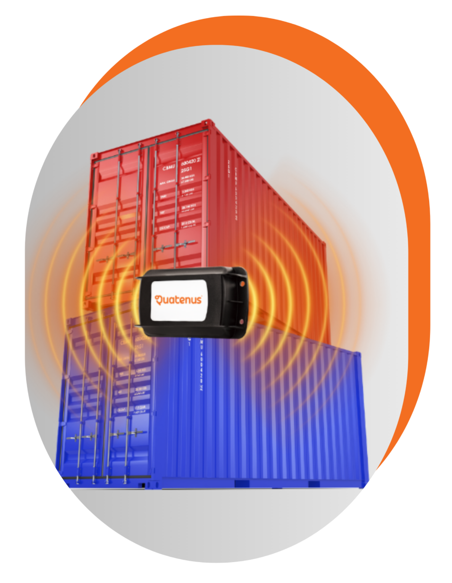 Cargo container with a tracking device, representing goods monitoring and asset management