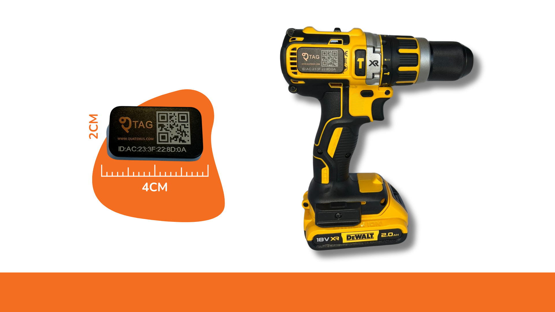 Power tool with an RFID tag, representing equipment tracking and asset management