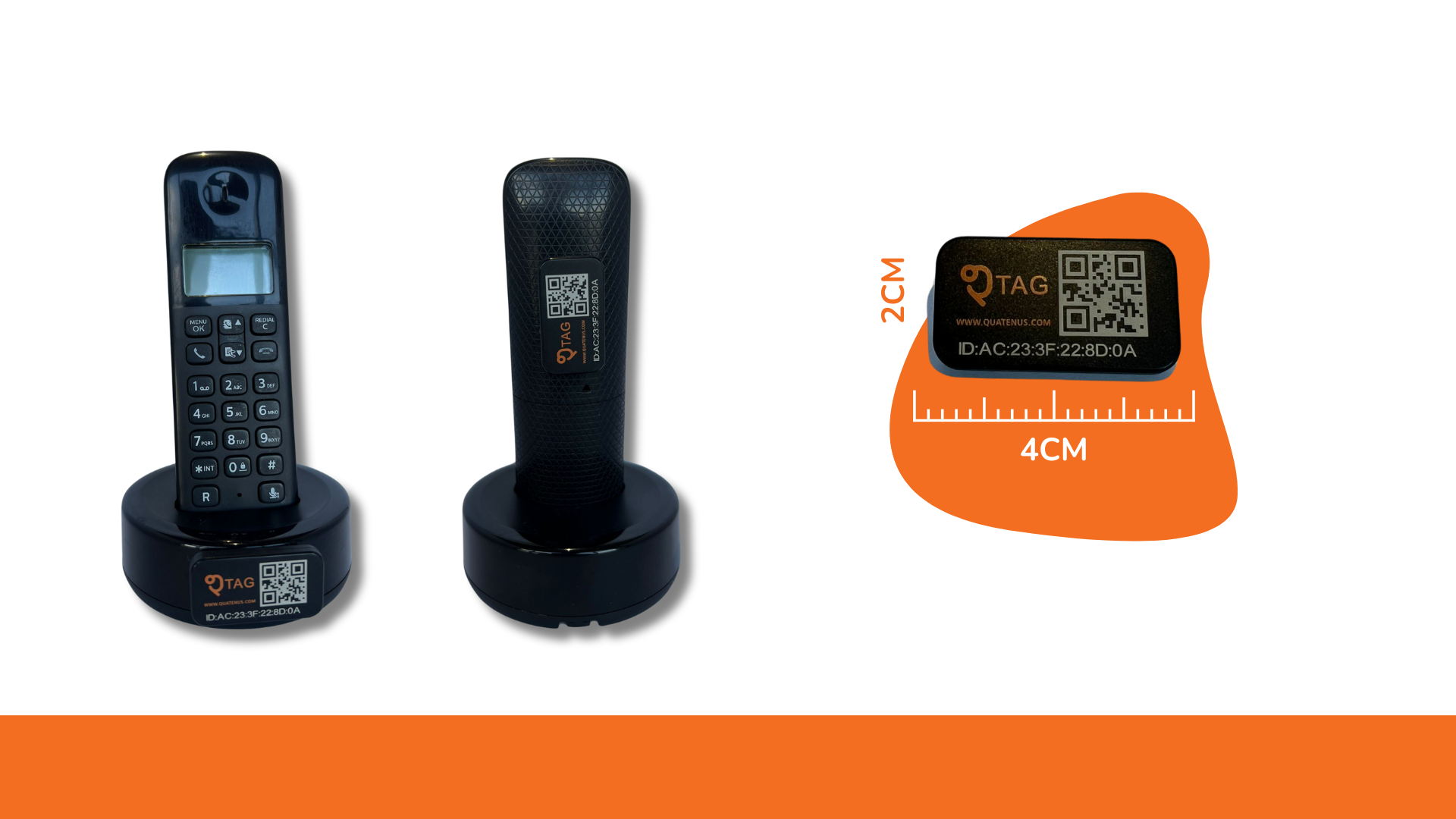 Cordless phones with an RFID tag, representing equipment tracking and asset management